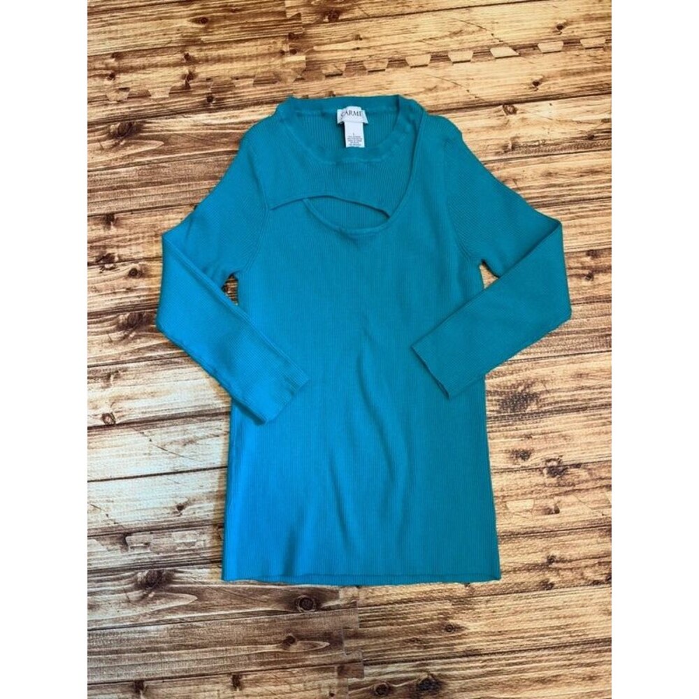 Teal Ribbed Knit Top - Picture 3 of 7